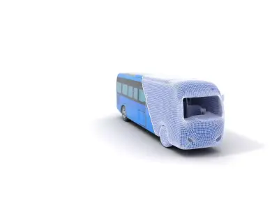Sleek Blue Bus model pack Low-poly 3D model