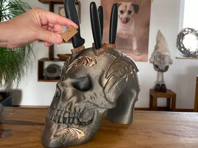Skull Knife Block 3D Model - Print File 3D print model