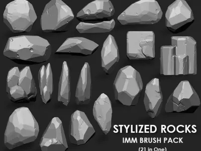 STYLIZED ROCKS MEGA PACK 4 IN ONE 82 BRUSHES 3D model