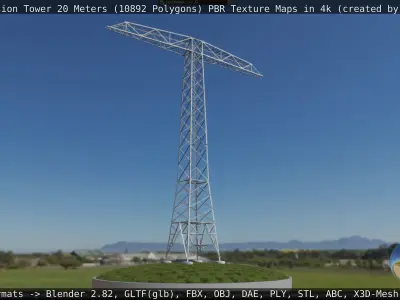 Transmission Tower 22 Meter Low-poly 3D model