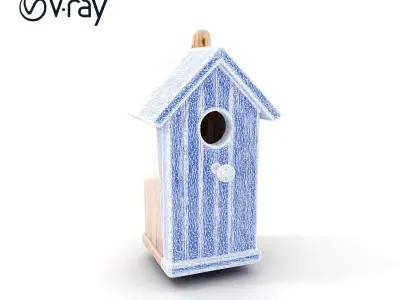 Wooden Birdhouse Model Pack with Natural Texture Low-poly 3D model