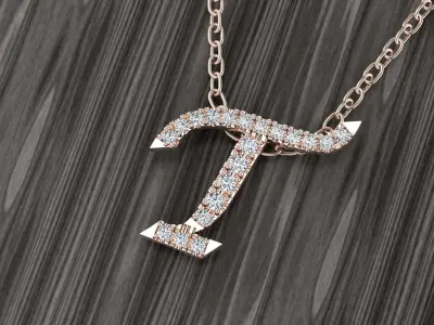 Jewelry Alphabet Pendant T 3D print model