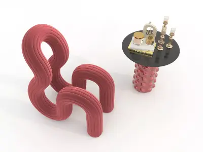 Modern Coffee Table and Chair 6 3D model
