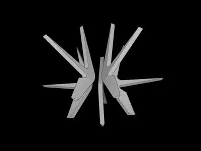 Brutalist Futuristic Soviet Sculpture Low-poly 3D model