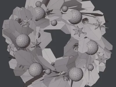 Christmas wreath in classic style Low-poly 3D model