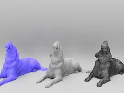 Golden retriever dog playing with toy 30 Low-poly 3D model