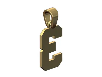 NBA font number 3 pendant charm with bail 3D print model
