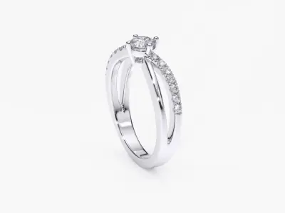ZDR0144 engagement ring gold with diamonds 3D print model