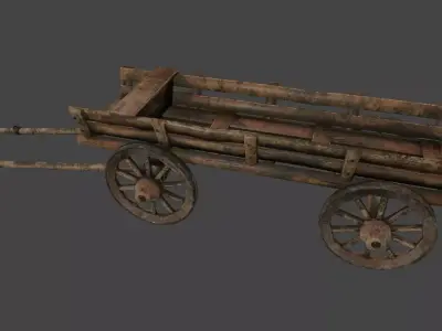 Wooden  Cart Low-poly 3D model