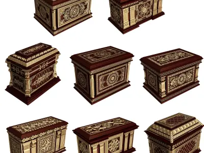 Chest Collection Red Low-poly 3D model