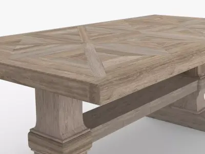 Table with diversified oak textures Low-poly 3D model