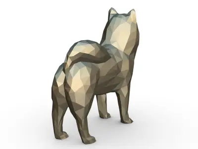 husky low poly dog 3D print model