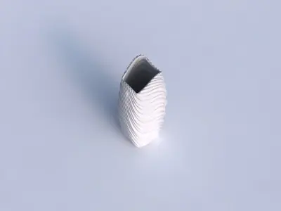 Vase arc rectangle with wavy extruded lines 2 3D print model