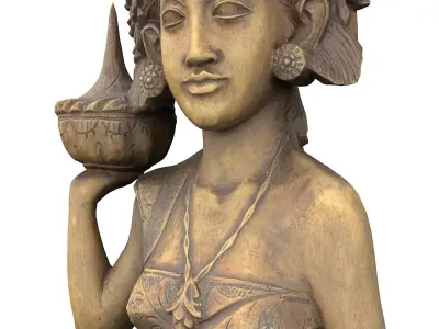 Oriental Woman Carving Low-poly 3D model