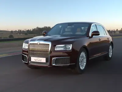 2018 Aurus Senat with lowpoly interior Low-poly 3D model