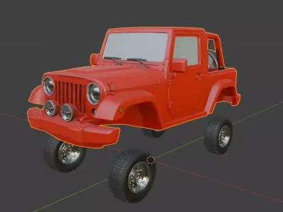 Jeep body and tyres are seperate 3D model