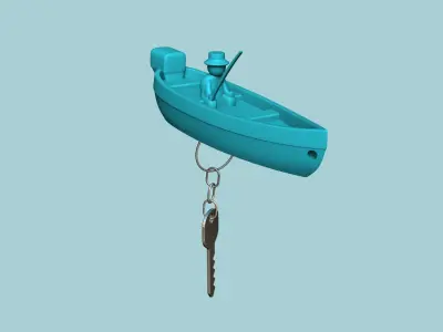 Fisherman Keychain Floating Boat - Key Saver 3D print model