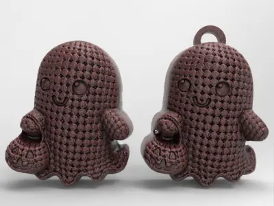 hallowen ghost with pumpkin basket  3D print model