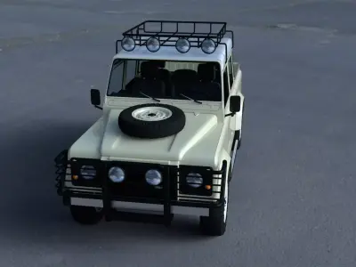 Land Rover Defender 110 Double Cab Pick Up w interior HDRI 3D model