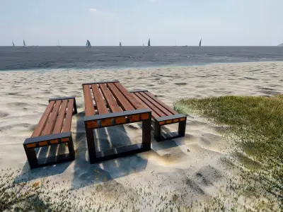 out door chair and table  Free 3D model