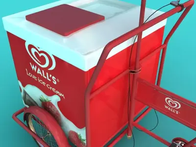 Walls Ice Cream Cart Low-poly 3D model