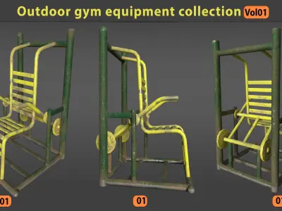 Outdoor gym equipment collection-vol01 Low-poly 3D model