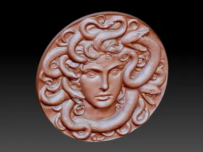 medusa relief 3dprint model and for cnc router carving model 3D print model