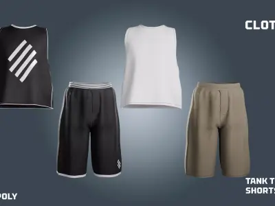tank-top and short -clothyfic outfit Low-poly 3D model