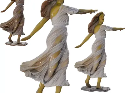 Dancing Woman Sculpture Expressive Figurative Low-poly 3D model