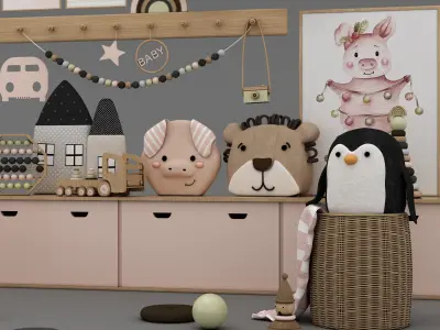 toys and furniture set  Low-poly 3D model