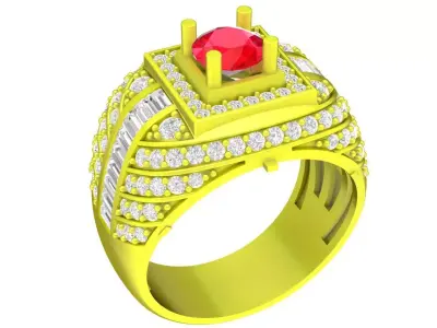 Luxury Square Halo Diamond Men Ring Jewelry Design 4330 3D print model