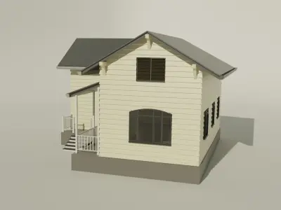 Classic style porch house without furniture 3D American-Style Free 3D model