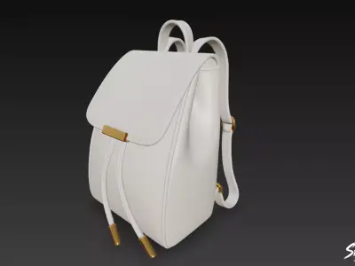 Ivory Leather Backpack Low-poly 3D model