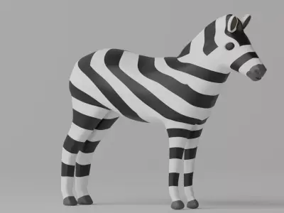 Cartoon Cute Zebra 3D model