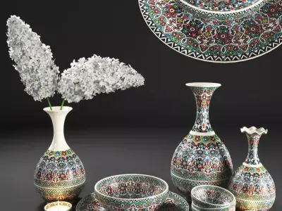 set1230 turkish ceramic tableware set - turkish ceramic table... 3D model