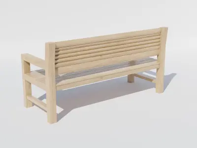 Wooden bench Free low-poly 3D model