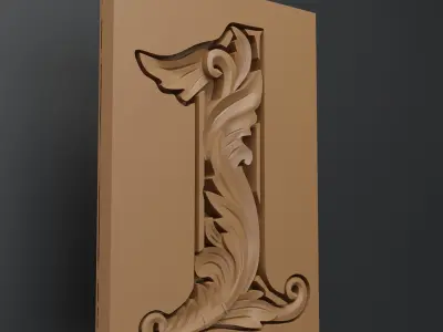 Decorative carved number 1 base mesh 3D model