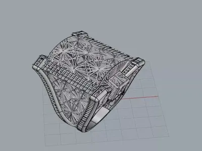 Arabic Womens Gold Ring  Traditional Geometric Jewelry  Model 3D print model