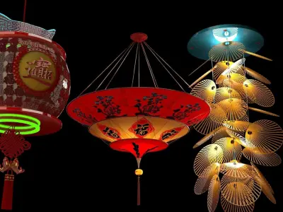 Chinese red lantern  3D model 47