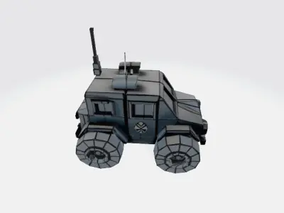 cyberpunk cartoon lowpoly black car Low-poly 3D model
