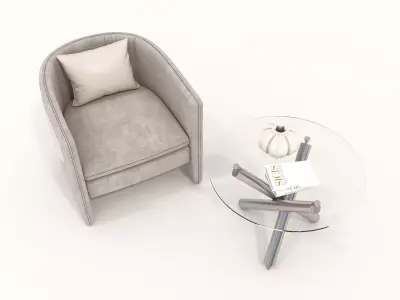 Modern Coffee Table and Armchair Set 49 3D model