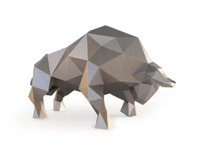 Low Poly Bull polygonal Low-poly 3D model