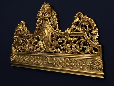 Classic Carved Bed 3D model 07 3D model