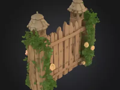 Enchanted Garden Gate Low-poly 3D model