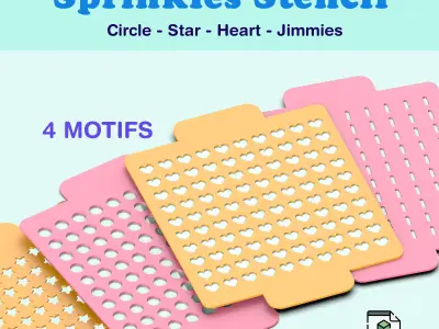 3D Sprinkles Stencil Set 4 Motifs Cookie Fondant Decoration 3D print model