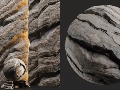 H106 Rock Cliff - PBR - 4K - Seamless - SBSAR 3D model