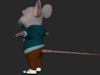 Low Poly Cute Cartoon Rat 3D Model with textures Low-poly 3D model