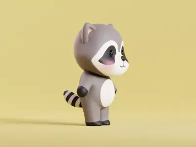 Cartoon Raccoon  Character Chibi Kawaii  Low-poly 3D model