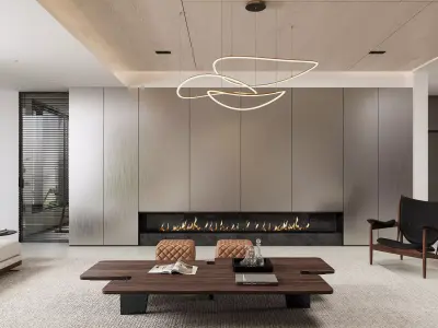 Modern living room dining room interior scenes 274 3D model