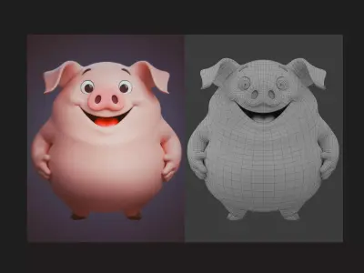 Pig Cartoon 3D model